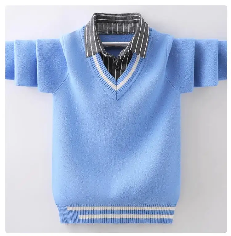 Boy\'s sweater with two shirt collars