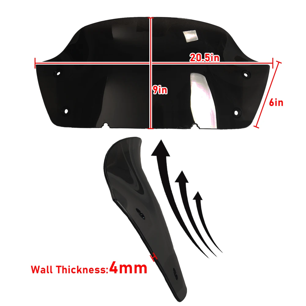 New Custom World Motorcycle 9 Inch Wave Colorful Windshield 4mm PC Fit For Touring SG 2024+ And 2023 CVO Street Glide