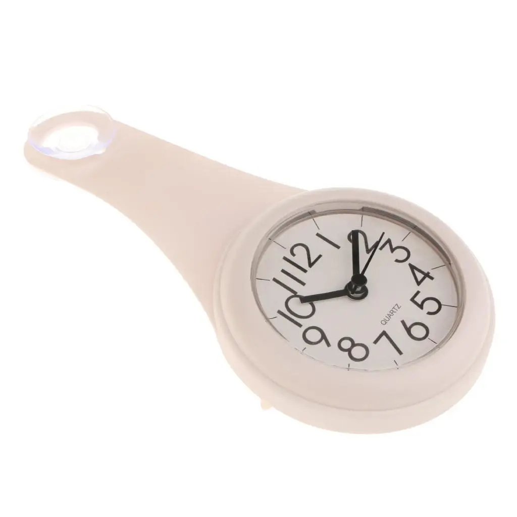 4'' Waterproof Wall Clock Decorative Battery Operated Shower Suction Wall Clocks for Bathroom Living Room Kitchen