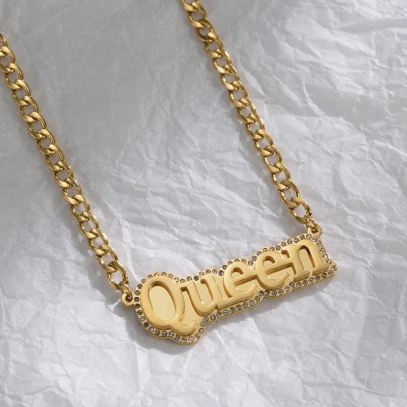 

Двухслойное сварочное ожерелье Treebud на заказ, ожерелье из нержавеющей стали с персонализированным кристаллом и цирконием, кулон с именной табличкой, кубинская цепочка, подарок