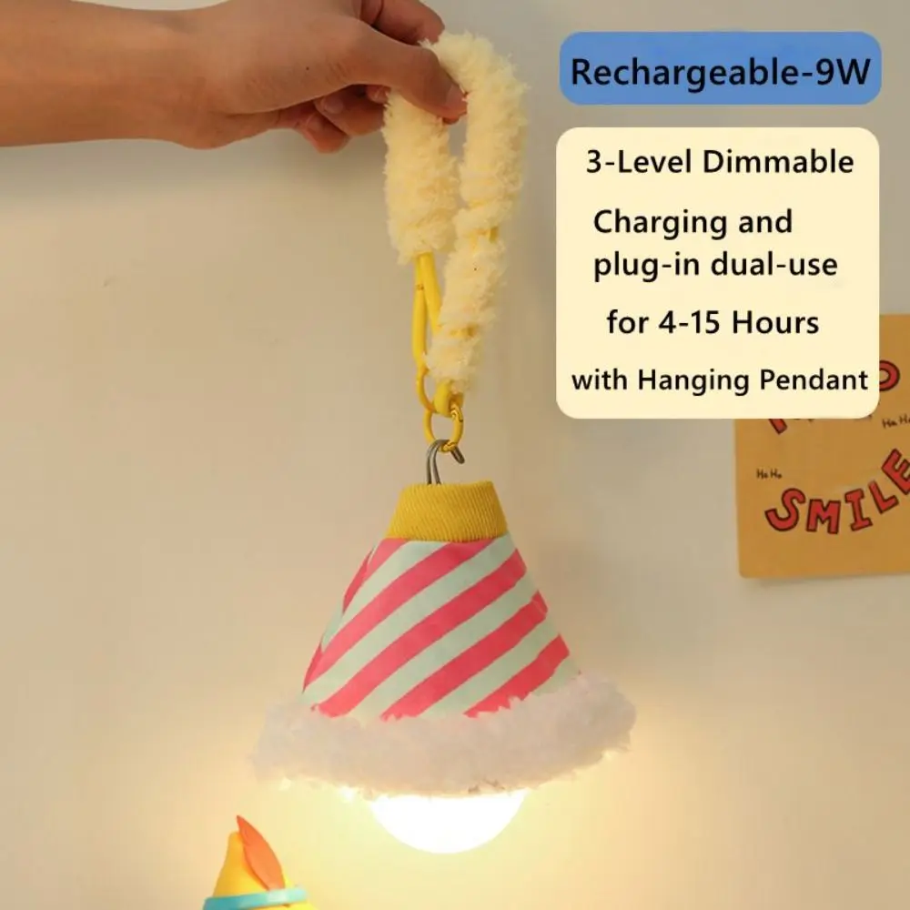 New with Hanging Strap Night Light 3-Level Dimmable USB Rechargeable Reading Light Candy Color Removable Decorative Lamp