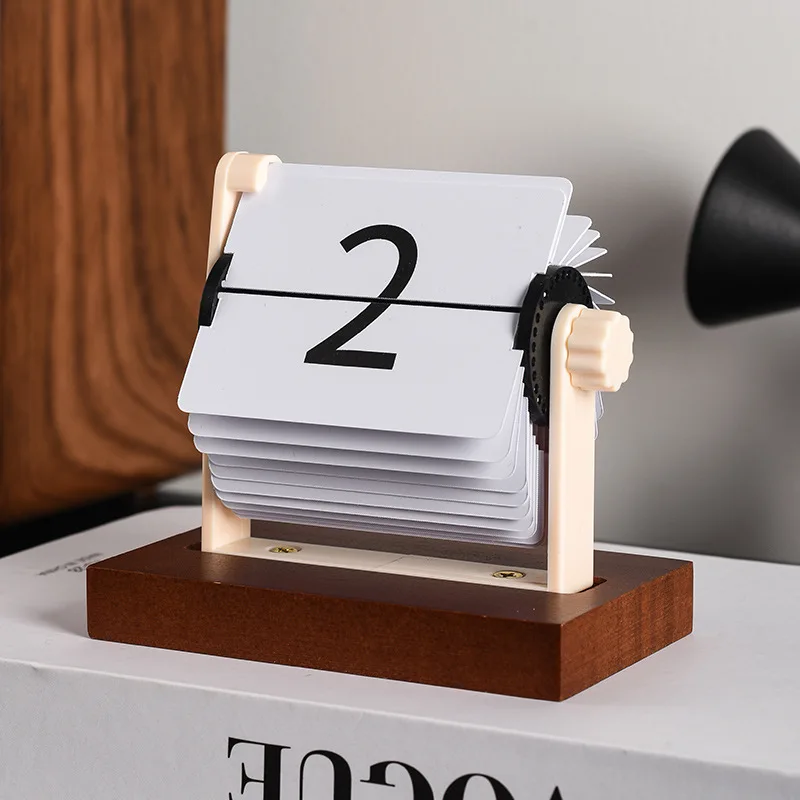 Digital Page-turning Calendar. Wooden Retro Perpetual Calendar. Ins Minimalist Decorative Item.desk Decoration For Study Office