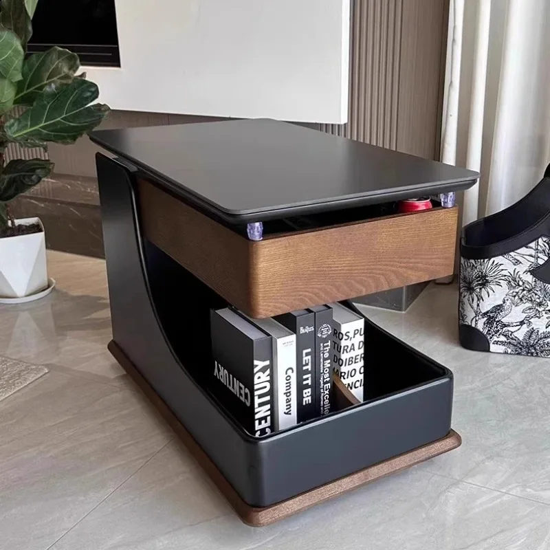 Luxury Black Coffee Table Wheel Unique Brown Design Modern Coffee Table Space Saving Minimalist Couchtisch Furniture For Home