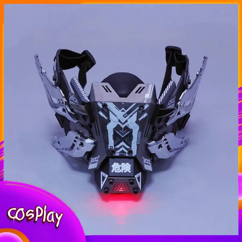 

Механическая маска в стиле кибер-панк, потому что полумаска с подсветкой, командир, тактический функциональный ветер, косплей, реквизит для вечеринки воина, подарок