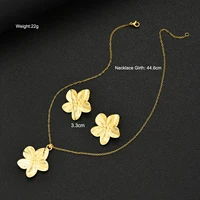 Ensemble de bijoux à fleurs Vintage français en acier inoxydable pour femmes, 3 pièces, collier et boucles d'oreilles exagérées, à la mode, cadeaux quotidiens 6