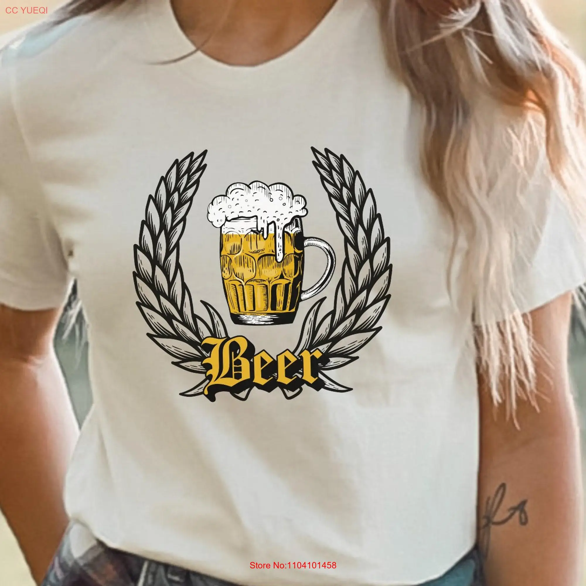 Classic Beer T Shirt Barley Ears For Lovers Oktoberfest Clothing Festival Drinking Party long or short sleeves