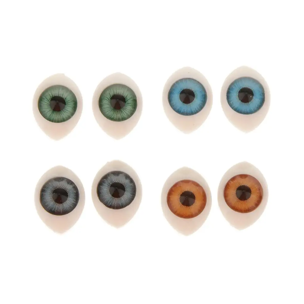 Multicolor Plastic Eyes for Decorative Dolls Oval Eyeballs 8mm Flat Back DIY Doll Mask Art Supplies