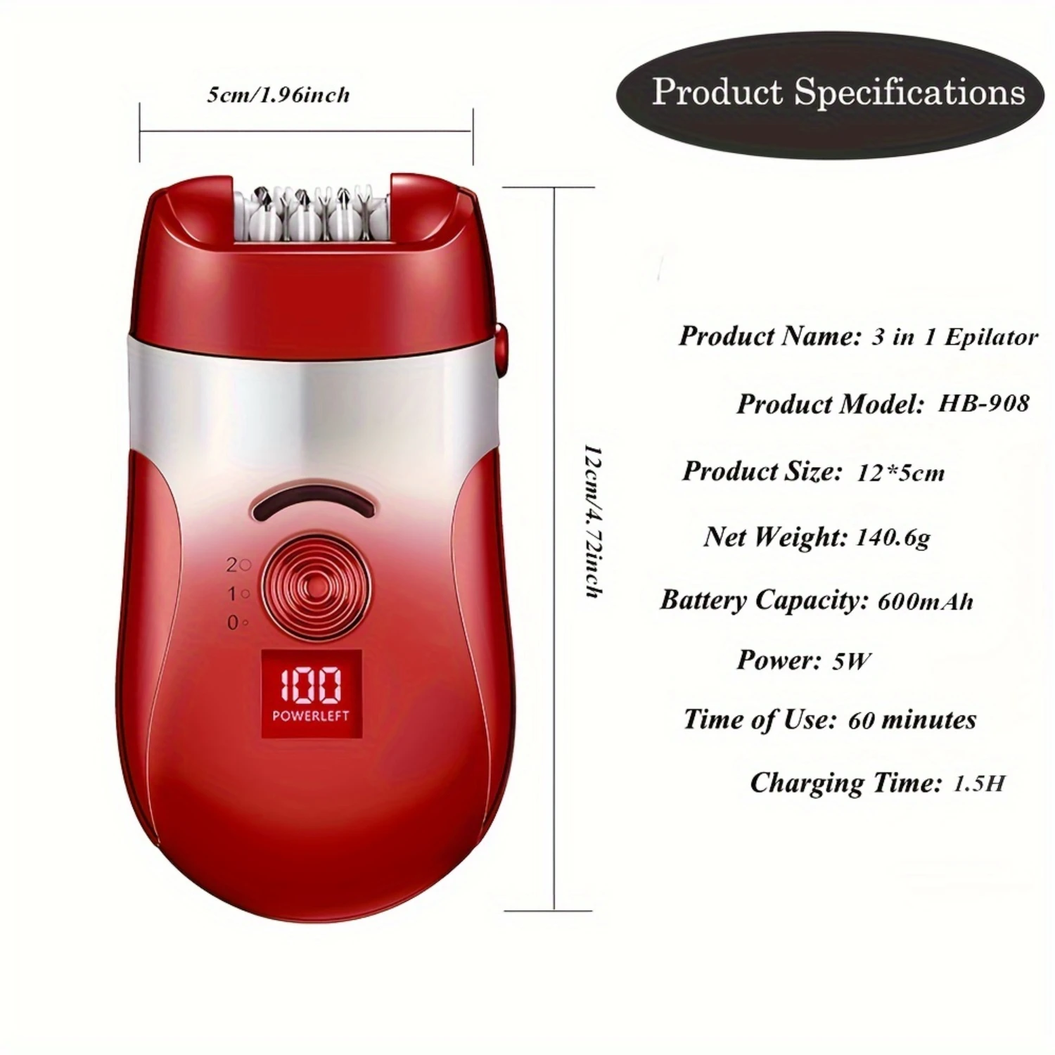 LED 디스플레이가 포함된 충전식 제모기 세트, 여성용 방수 제모 키트 - 부드럽고 통증 없는 얼굴, 다리, 팔 및 비키