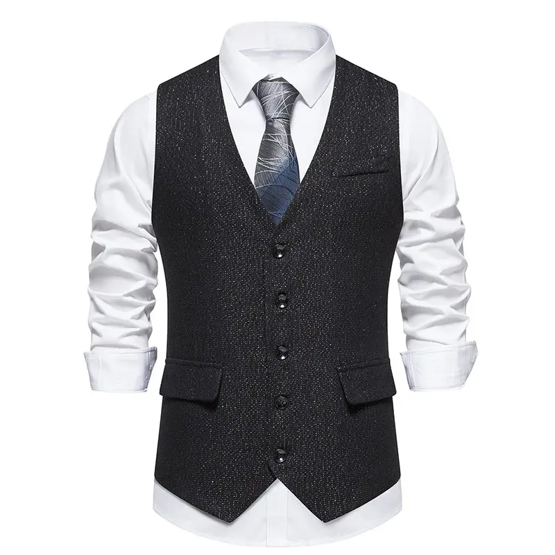 Men‘s Suit Vests Vintage Style Smart Casual Waistcoat Slim Single Breasted Suit Vest Men Sleeveless Formal Wedding Waistcoat Man