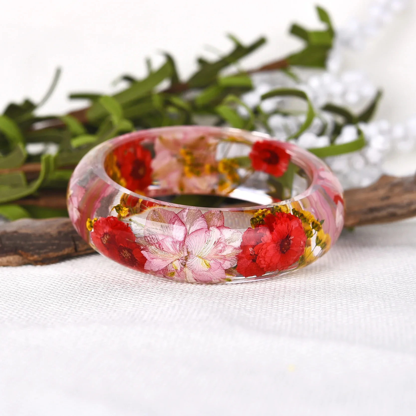 2019 New Dried Flower Resin Bracelet Bangle Real Flower Inside of Bangle Jewelry Best Gifts for Women and Friends