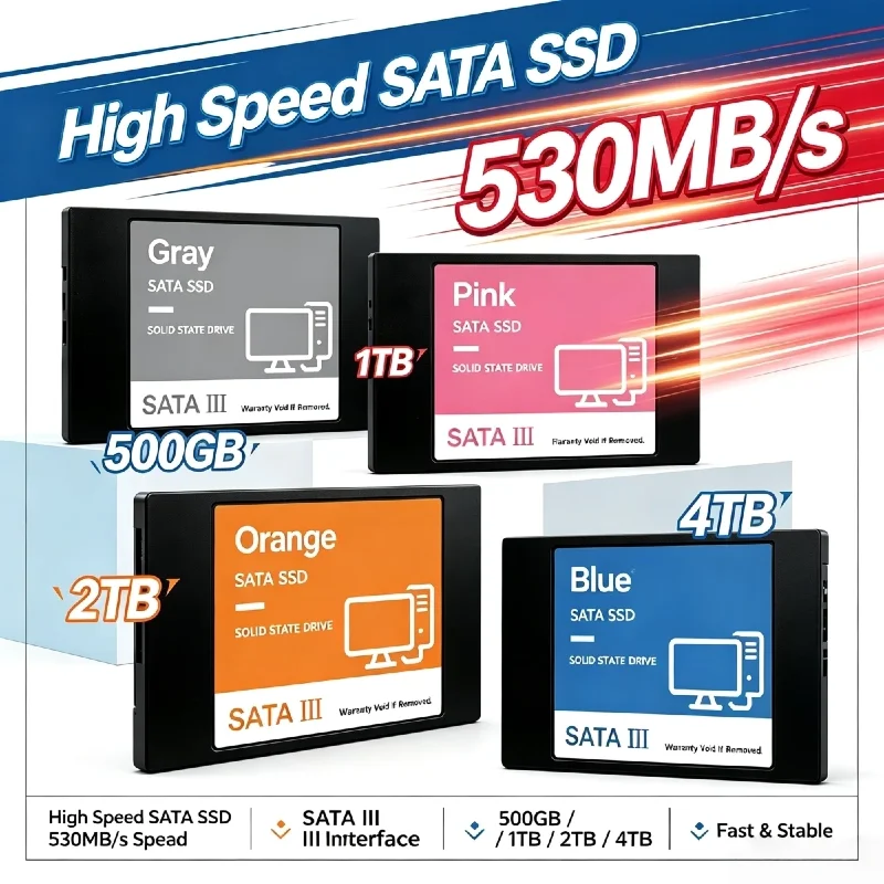 New Original 2.5 Inch SATA3 Internal SSD 500GB 1TB 2TB 4TB Solid State Drive Hard Disk for Laptop Desktop Pro Max Unit Plus