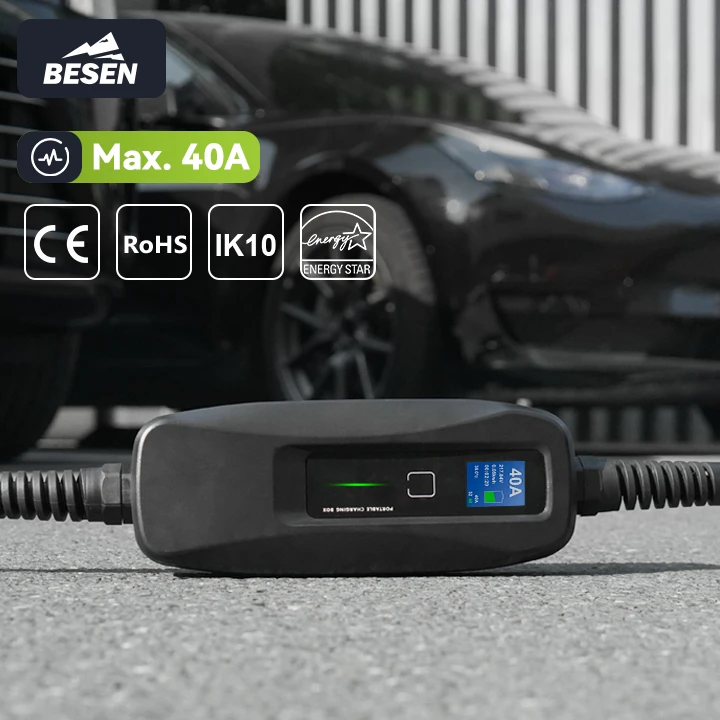 BESEN 8 kW 40 Ampere tragbares EV-Ladegerät Typ 1 Elektrofahrzeug-Ladebox für tragbare Ladestationen