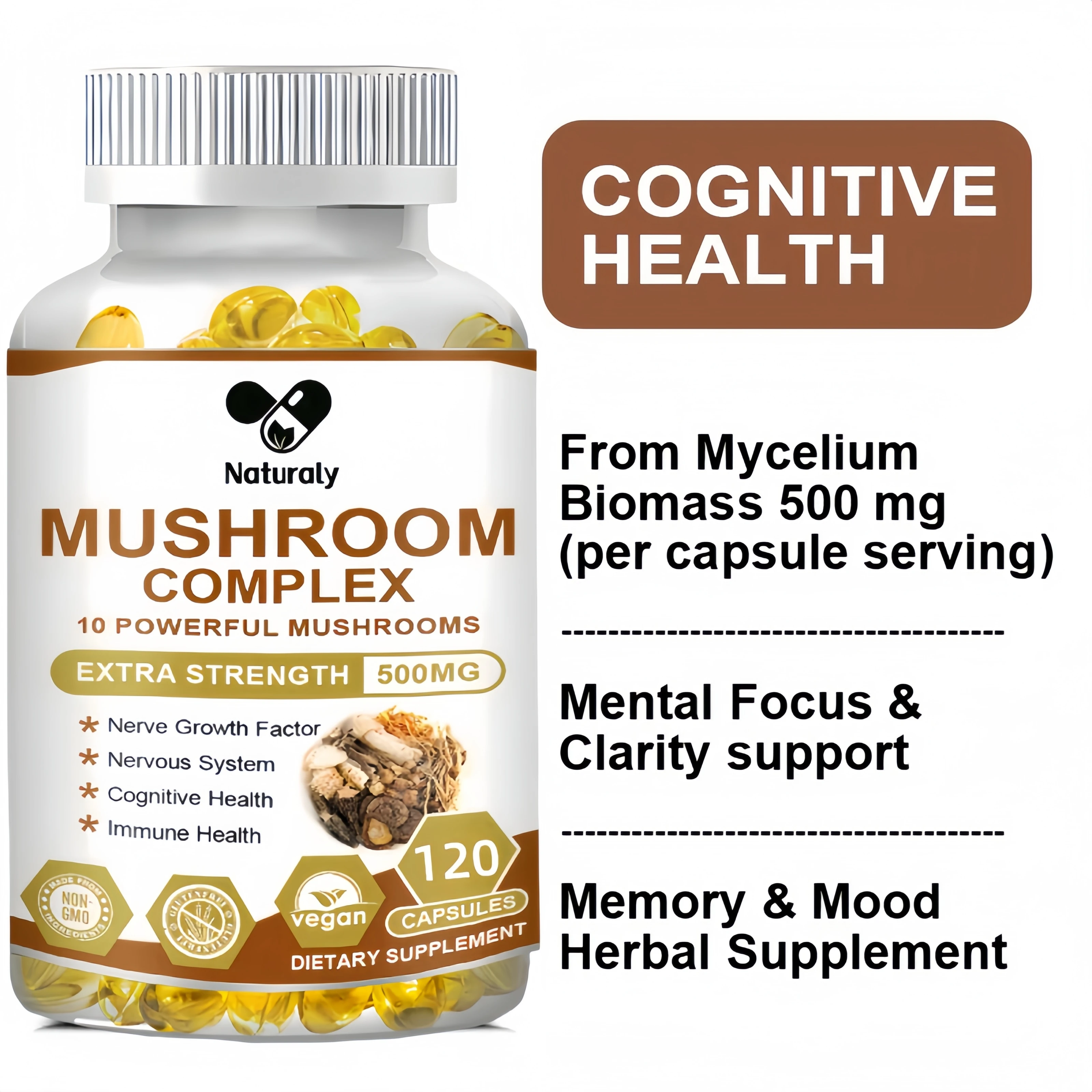 10 Complex Mushroom Capsules Coffee Substitute Energy & Boosting immunity Ganoderma lucidum extract supplement