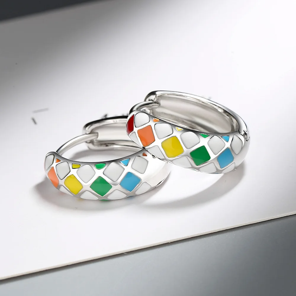 Luxury Designer Jewelry Wholesale Offers With Free Shipping Trend 2026 925 Sterling Silver Lattice Rainbow Earrings For Women