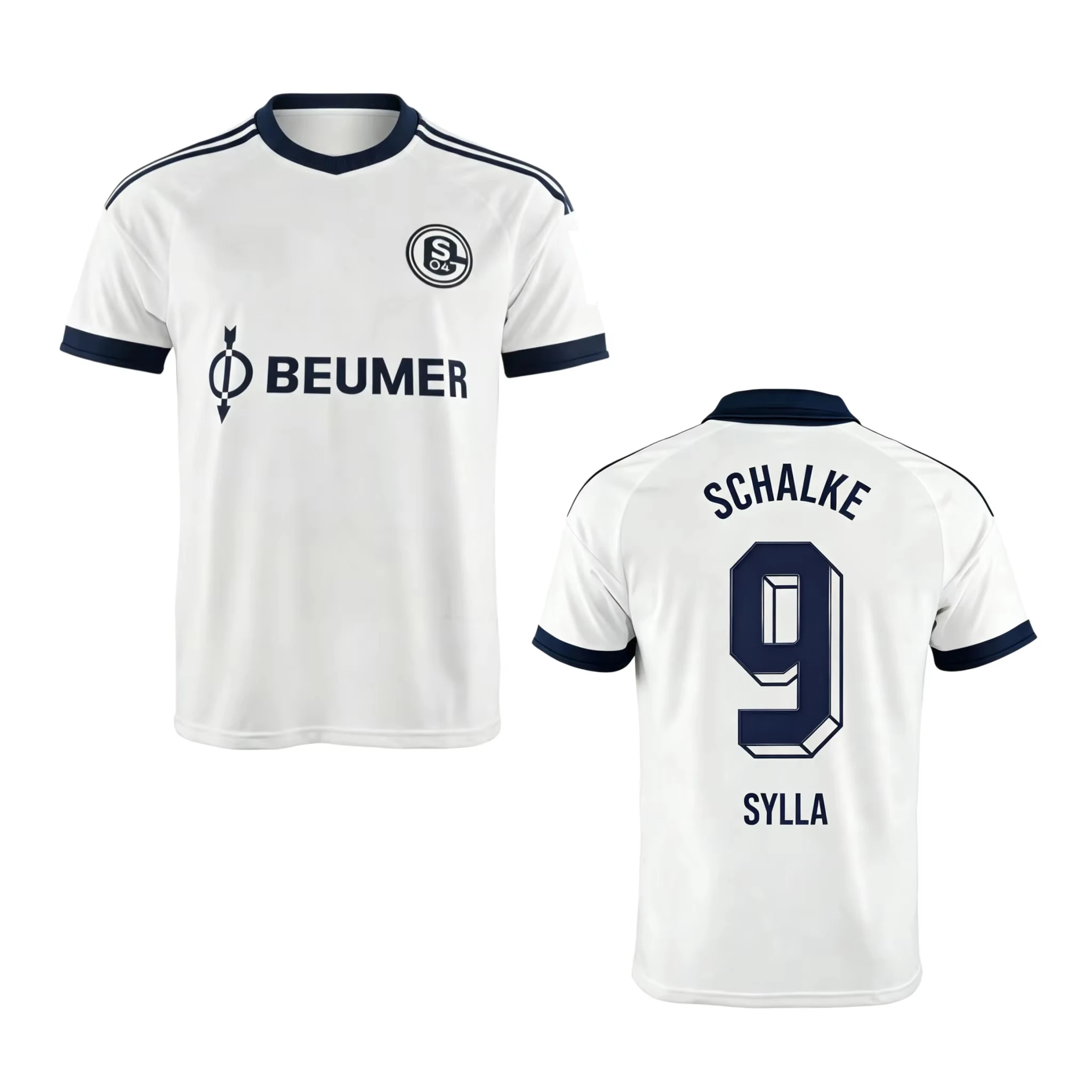2026/27 Schalke Retro Fußballtrikot für Herren, Weißes Kurzarm-Fußballshirt, Klassischer 04-Nummern-Druck Sporttrikot für Fan-Training