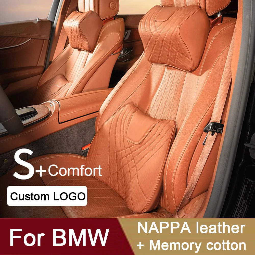 

Car Neck Pillow Quality Leather Headrest Seat Support Waist Pillow For BMW F30 F31 F32 F34 F20 F21 F07 F10 E39 E46 E90 X1 X3 X5