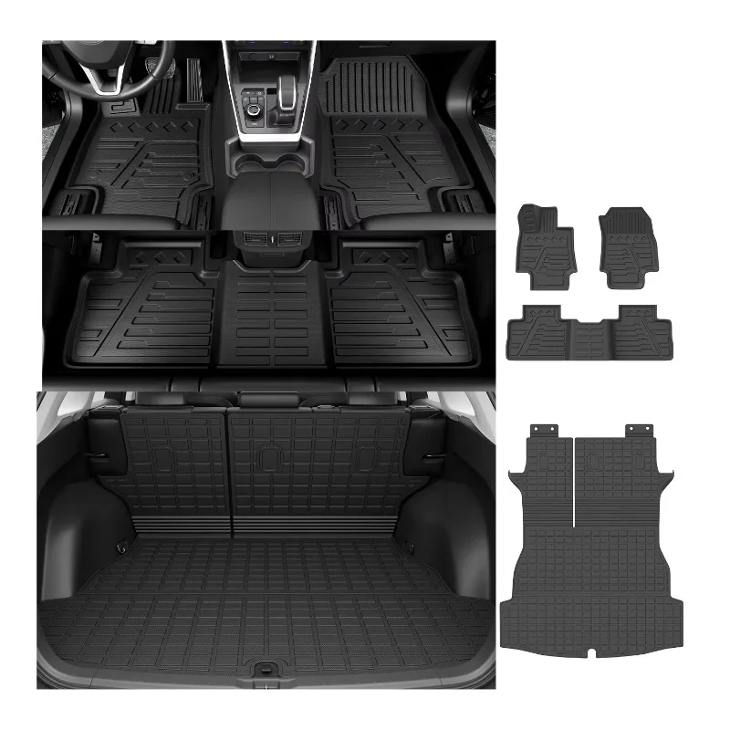 Rear Trunk Mat With Backrest Mat Floor Mat Compatible With 2019-2024 RAV4 Durable TPE Floor Liner