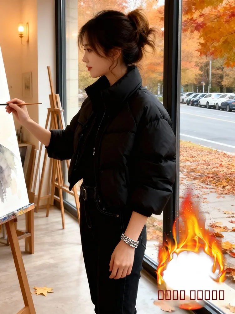 

Faionable ort Fce Lined Women's Jaet Korean Sle Commute Warmth Lazy Sle Outerwear Winter New Arrival Streetwear