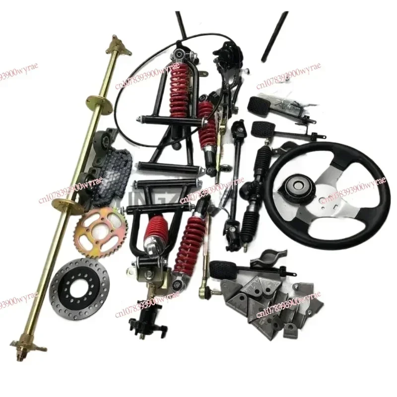 Go Kart 1M Axle Kit Off-road Modified Steering Suspension Rear Front and Disc Brake 7 Inch Wheel