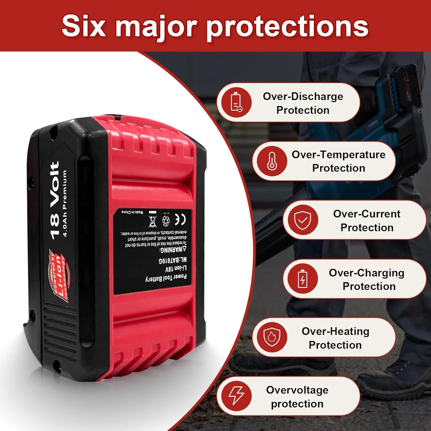 Pro elektrickou dobíjecí baterii Bosch 18V 6,0Ah pro Bosch BAT609 BAT609G BAT618 BAT618G Li-ion baterii s BMS - náhled 4