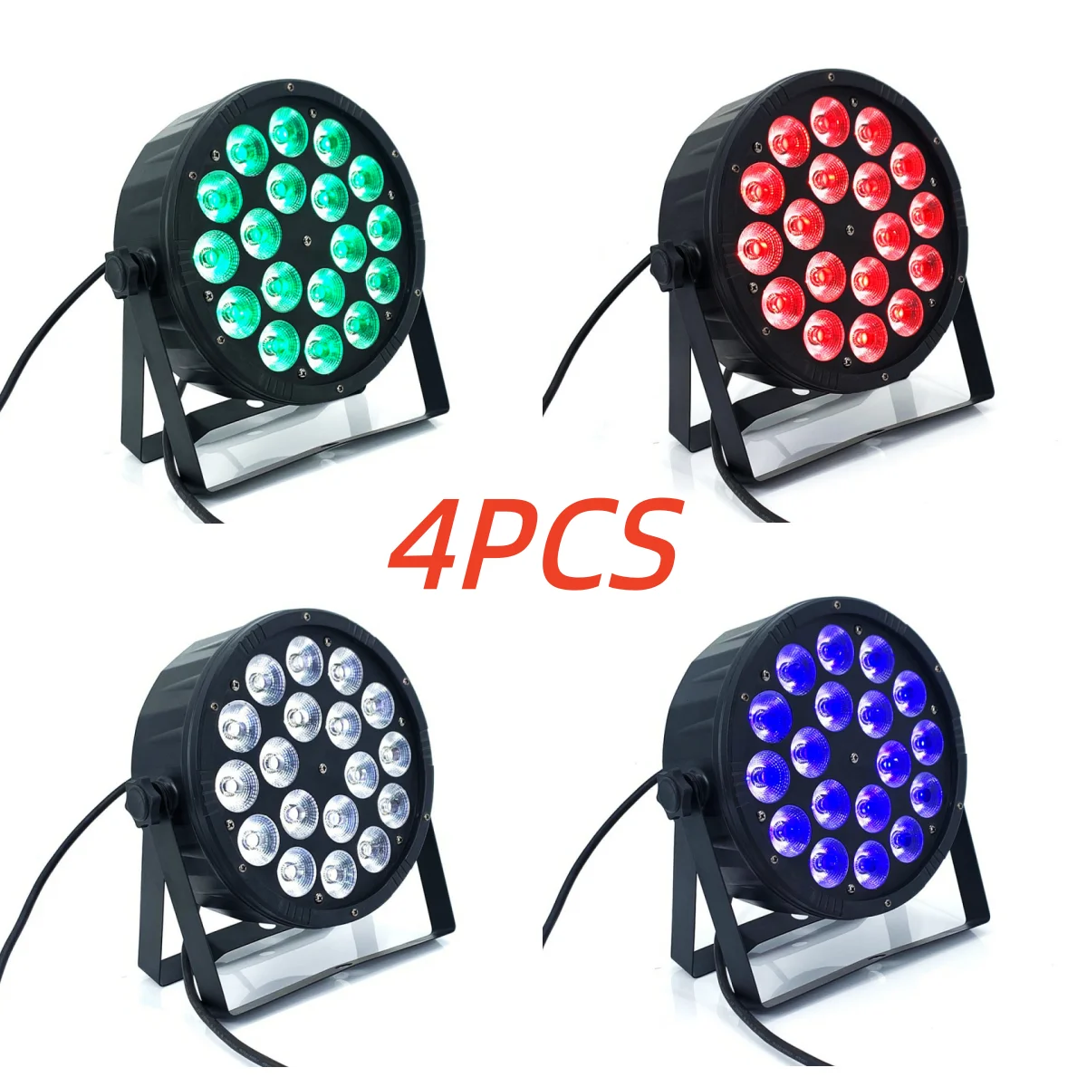 4PCS 18pcs 60W LED RGBWA UV Par Light for Stage Wash Lighting System Professional Colorful Moving Head Beam Machine