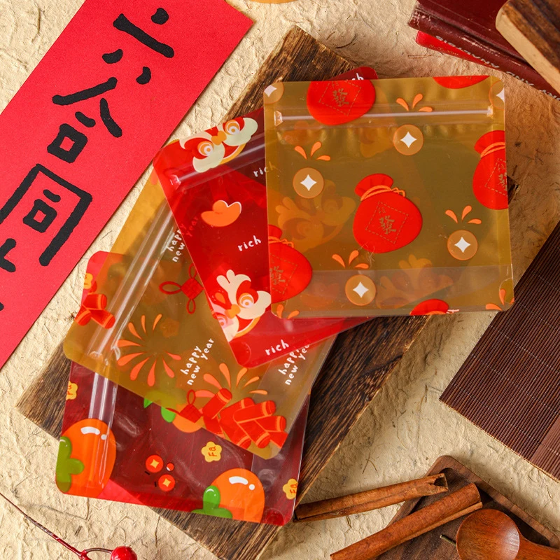 50 قطعة أكياس تعبئة الهدايا البسكويت السنة الجديدة الوقوف حقيبة للحلوى الشوكولاته كوكي نوجا لتغليف السلع المخبوزة #2