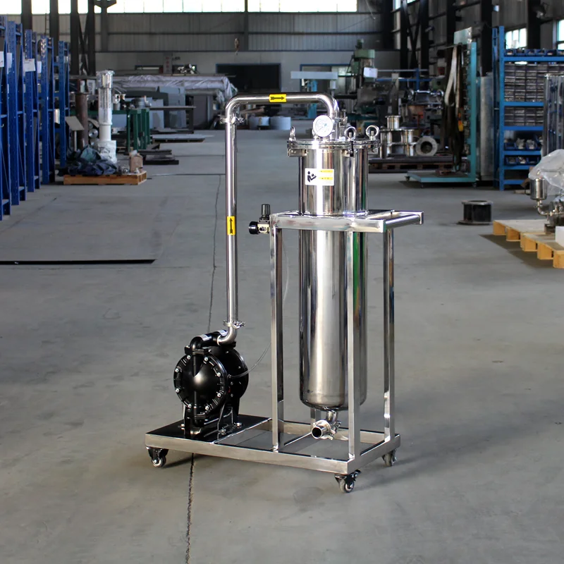 SS304 Bag Filter Cart, Fully Welded Felt Bag Filter, Stainless Steel Filter Housing