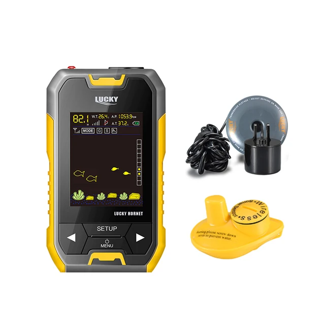 Lucky Handheld Fisch finder FL218TPA-WT farbigen ikonischen Display drahtlosen Sensor und Wandler Dual Use Fish Finder Angeln equ