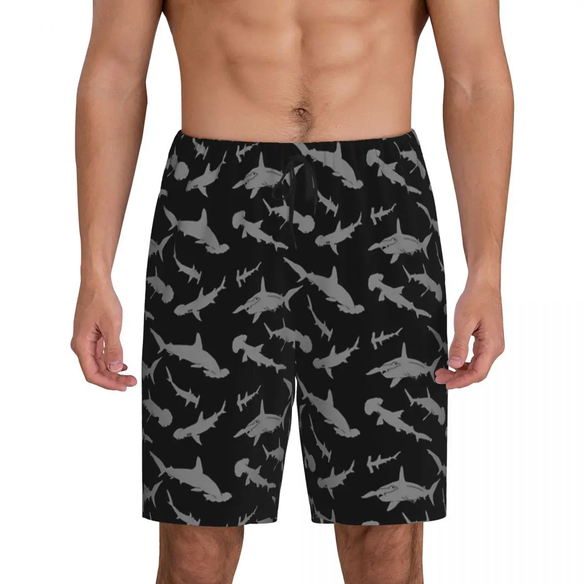 Custom Hammerhead Shark Pack Pattern Short Pajama Pants Men Sleepwear Sleep Lounge Bottom Shorts Sleeping Pants