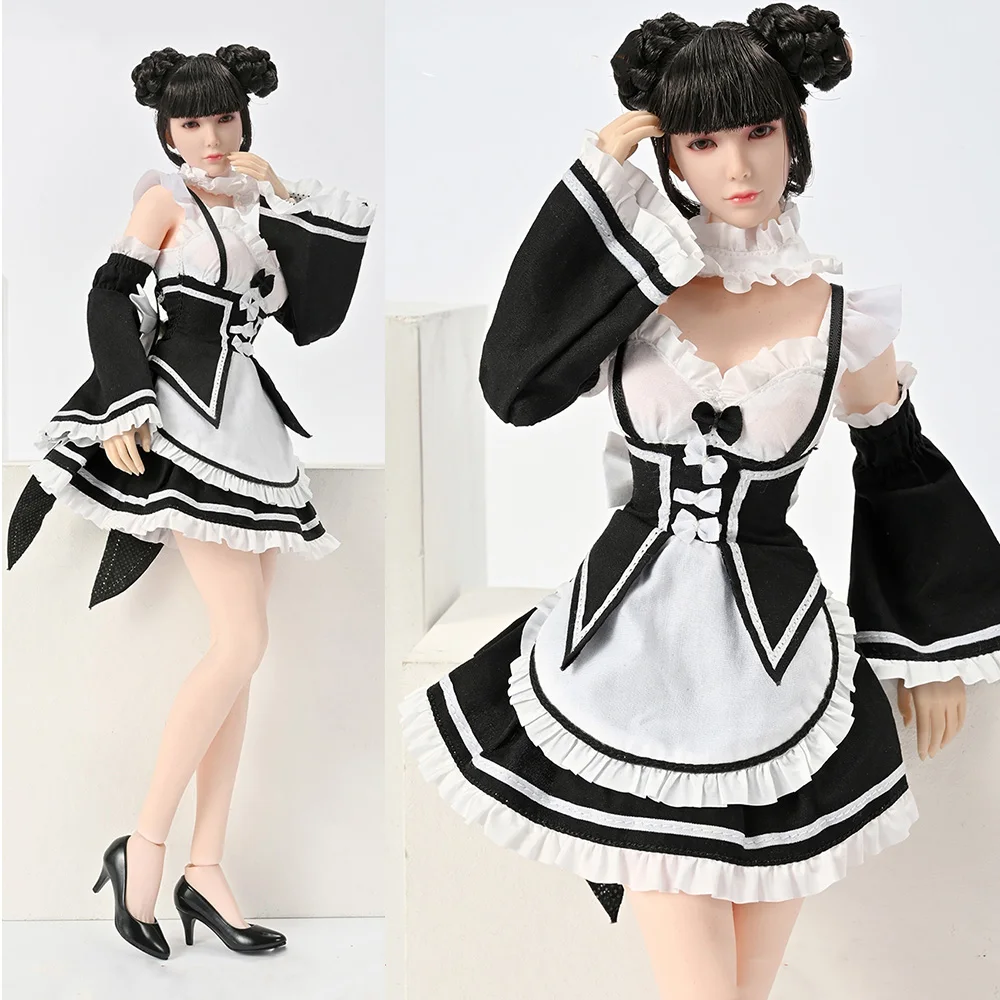 

Zy5049 1/6 Women Soldier Maid Dress Sexy French Apron Maid Dress Costume Servant Lolita Uniform For 12" Action Figure Body