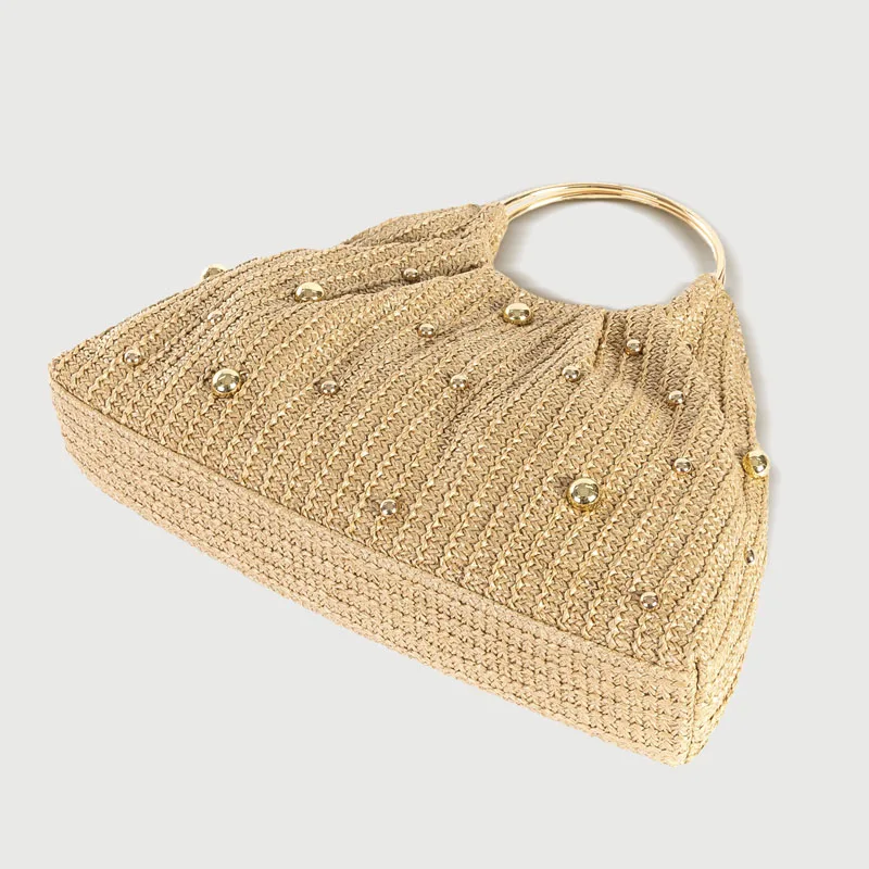 ถุงฟางสําหรับเดินทางผู้หญิงฟาง Totes กระเป๋าทอฤดูร้อนกระเป๋าสะพายแฮนด์เมดกระเป๋าถือ