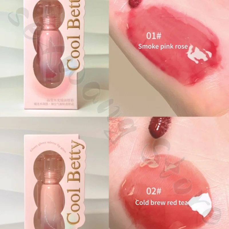COOL BETTY Crystal Water Mirror Lip Gloss Hydrating Nude Glass Lip Moisturizing Care Lip Refreshing Translucent Non-sticky