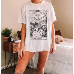 Women YF Fashion Tees XVII The Sun Tarot Card Men Cotton T-shirt Vintage Design Women Men Unisex T-shirt Tops Gothic Tees