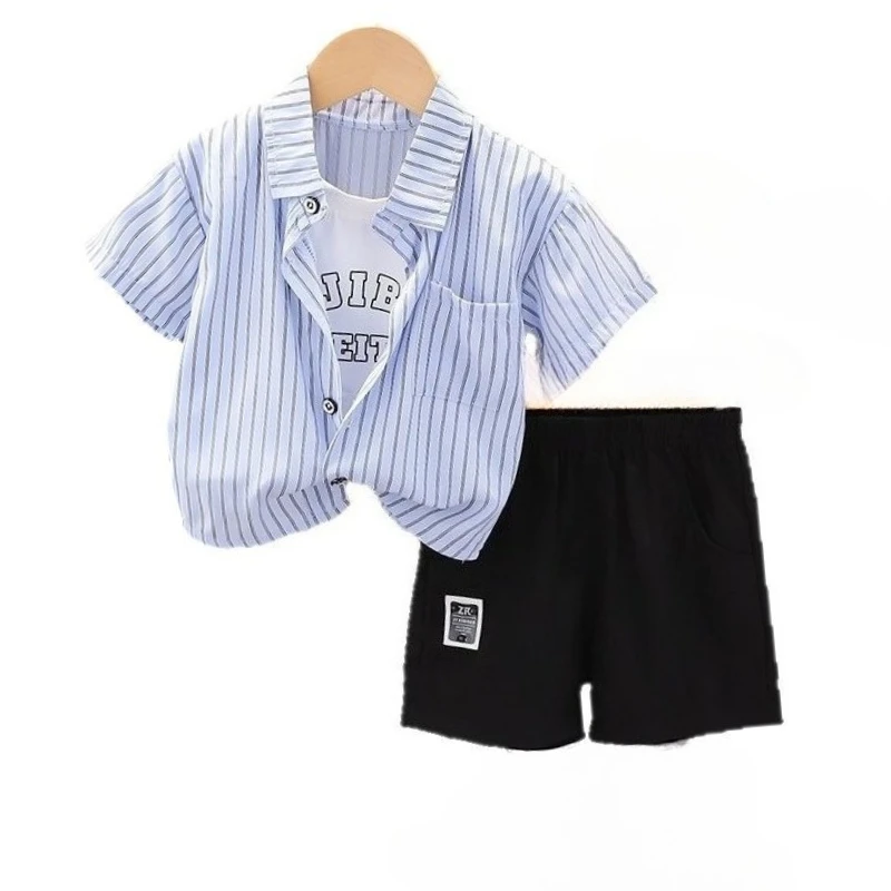 

New Summer Baby Boys Clothes Suit Children Striped Short Sleeved Shirt Shorts 2Pcs/Sets Infant Casual Clothing Kids Tracksuits