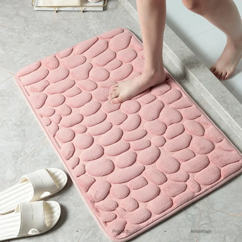 40*60cm Non-slip Carpets Cobblestone Embossed Bathroom Mat Basin Bathtub Side Floor Rug Absorbent Doormat Carpet Washable