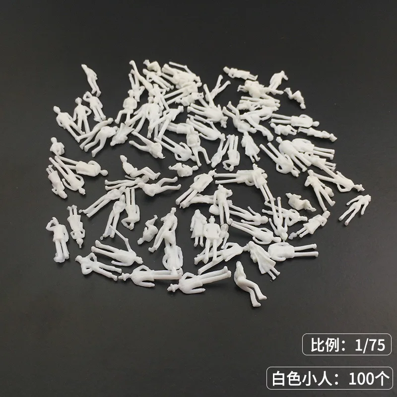 Schaal 1:75-1:200 Miniatuur Witte Schimmel Mensen Model Figuur Materialen Voor Het Bouwen Van Zandtafel Tafereel Lay-Out Diorama Kits 100Pcs