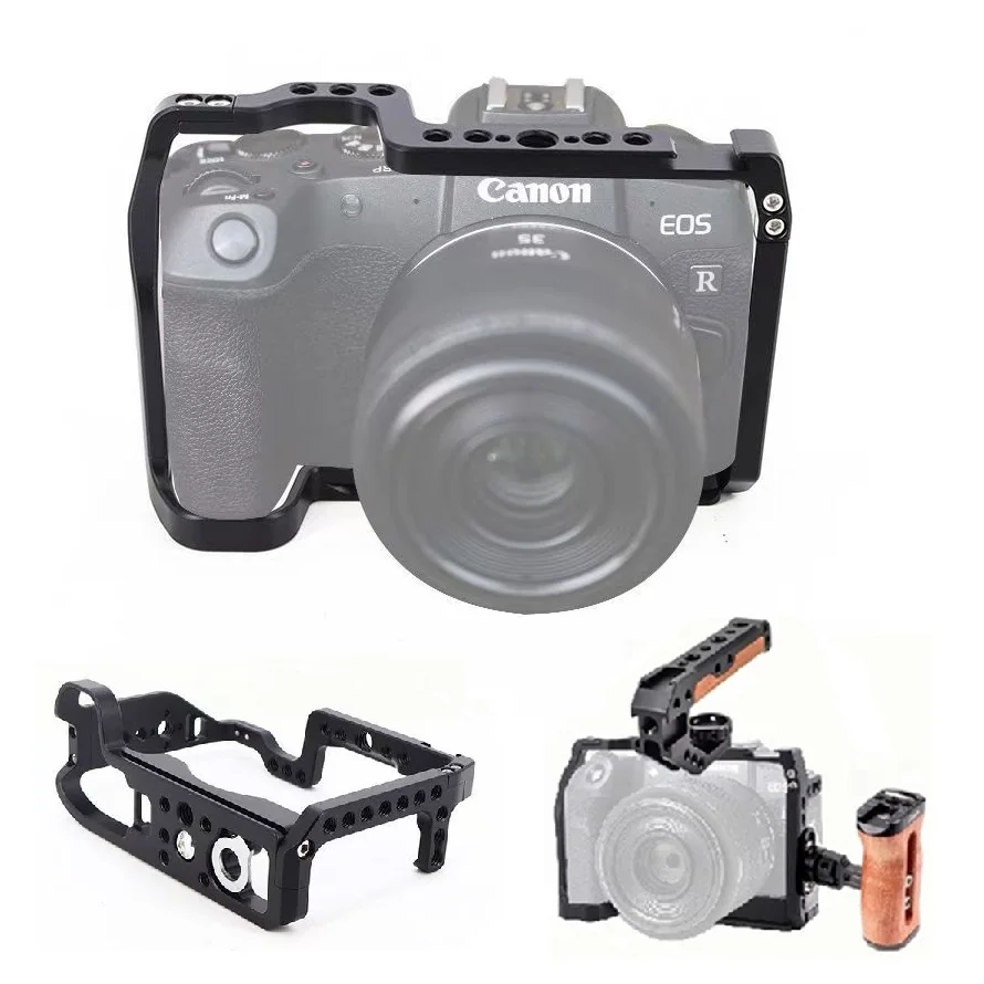 

Camera Cage Rig for Canon EOS RP DSLR Camera Extension Protective Frame w Cold Shoe Mount 1/4 3/8 Threaded Holes, Aluminum Alloy