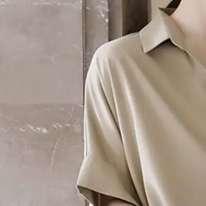 

Office Lady Shirt Women Summer Shirt Lapel Short Sleeve Solid Color Pullover Tops Loose Fit Thin Workwear