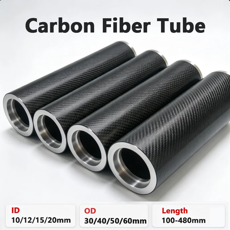 Carbon Fiber Hollow Round Tube ID 10/12/15/20mm for DIY Kite3D Printer Drone Accessories & Bicycle Frame Parts Length 100-480mm