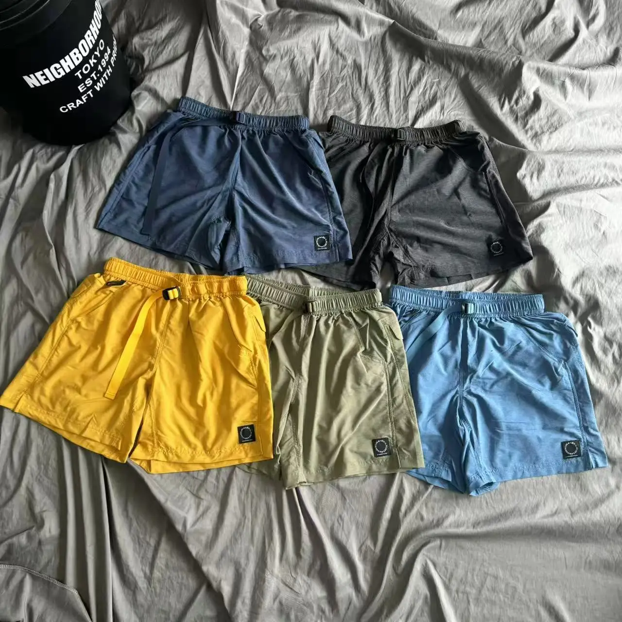 Soft Shorts Yamatomichi 5-pockets Functional Belt Shortpants Men Women Thin Quick Dry Loose Waterproof Short Pants Patch Label