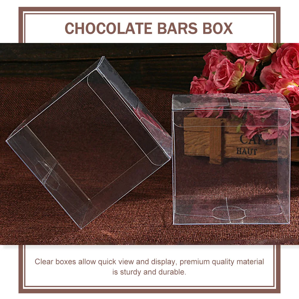 

20pcs Transparent Square Boxes Clear PVC Packaging Containers for Sweets Treats Party Favors Chocolate Holder Gifts
