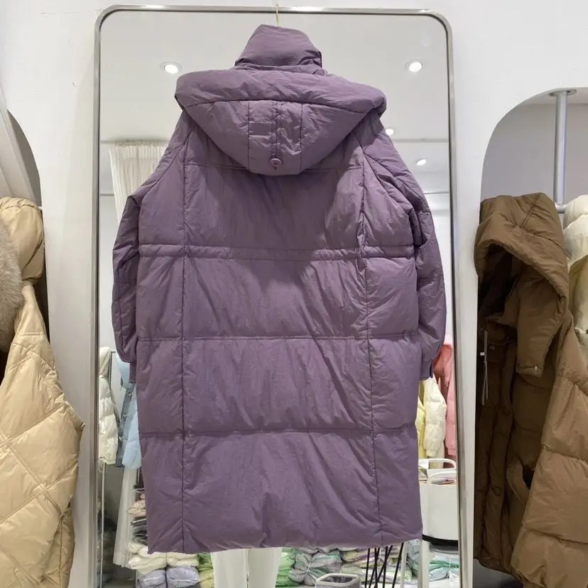 Giacca lunga da donna in piumino d'anatra bianco autunno inverno caldo casual oversize capispalla allentato morbido e confortevole cappotto alla moda nuovo