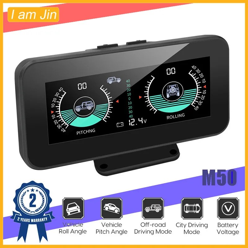 M50 Off Road GPS Smart Car Inclinometer Digital Display Tilt Pitch Angle Level Gauge HUD Intelligent Auto Slope Meter Universal