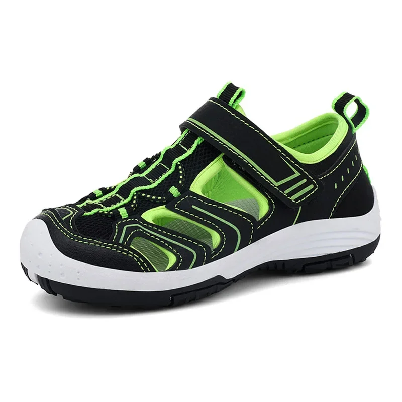 Children's Sandals Summer New Breathable Boys' Sports Sandals Anti Slip Hollow Hook&Loop Wear Resistant Kid's Beach Shoes