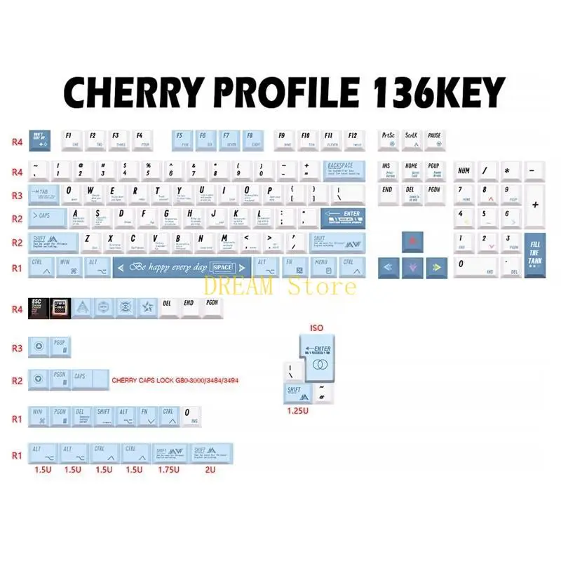 136 Keys/set Cherry Profile Programmer Keycap PBT Dye Sublimation for Key Caps 6.25U For Mechanical Keyboard DZ60 GK61 S Best