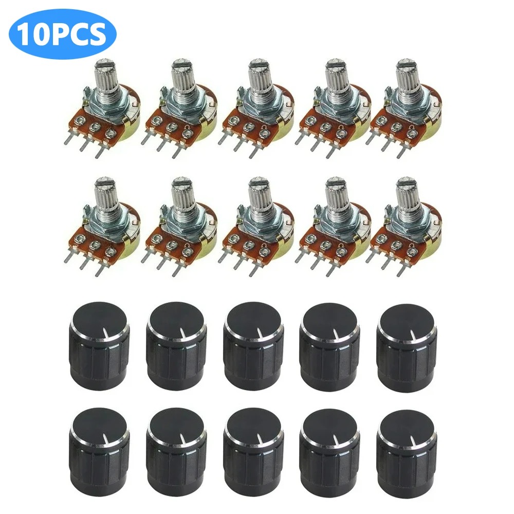 10PCS WH148 Potentiometer Kit 15mm 3pin Linear Potentiometer, with WH148 Knob Resistance 1K 2K 5K 10K 20K 50K 100K 250K 500K 1M