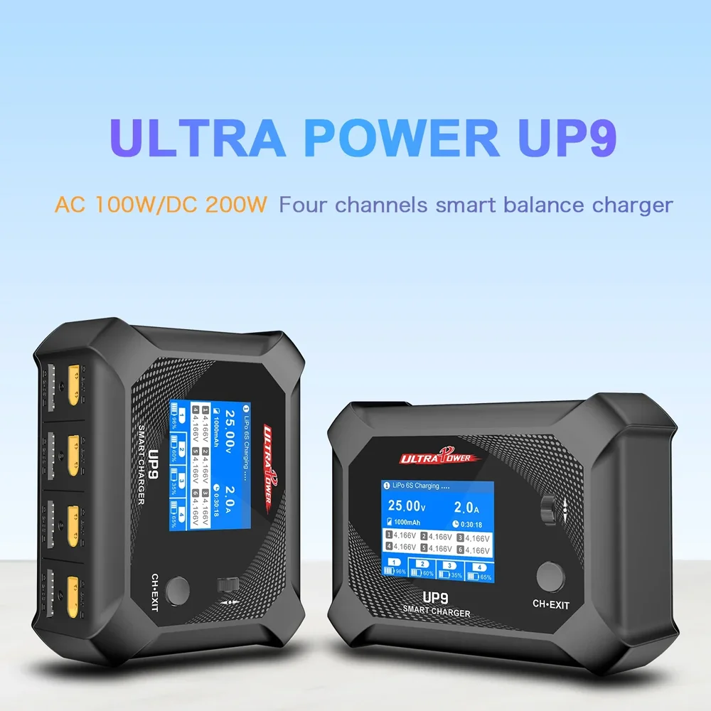ULTRA POWER UP9 200W Four Channels Smart Blance Charger AC100W /DC 200W Double Input Battery Charger RC Tools