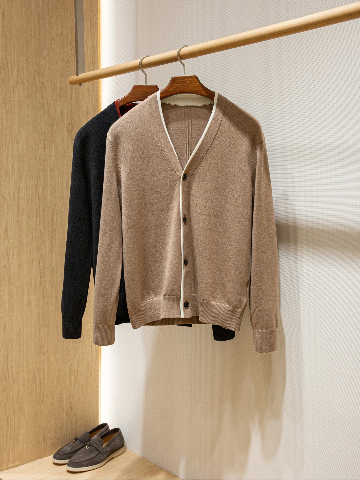 

Cotton wool blended autumn and winter men's long-sleeved button-open knitted sweater
