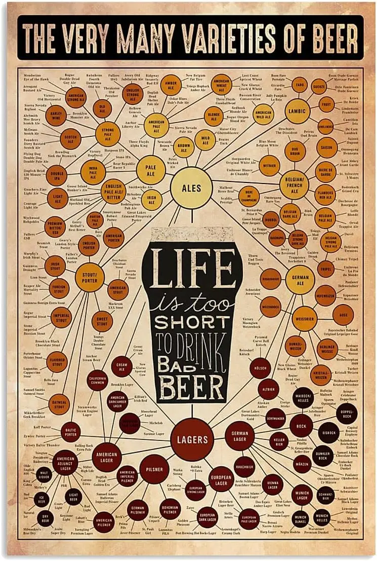 Beer Literacy Metal Tin Signs Infographics Retro Posters The Very Many Varieties Of Plaques Home Room Cave Bar Wall De