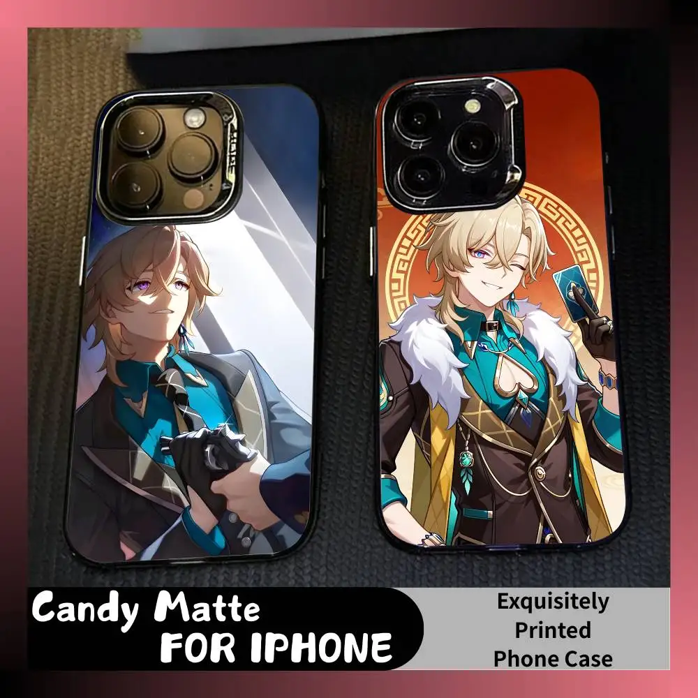 

Gambler Boss A-Aventurine S-Star-Rail Phone Case For iPhone 16 17 15 14 12 13 Pro Max Black Candy Matte Shockproof Cover